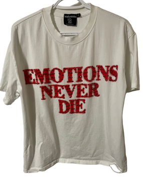 Mixed Emotions Rhinestone Emotions Never Die Tee Size Small